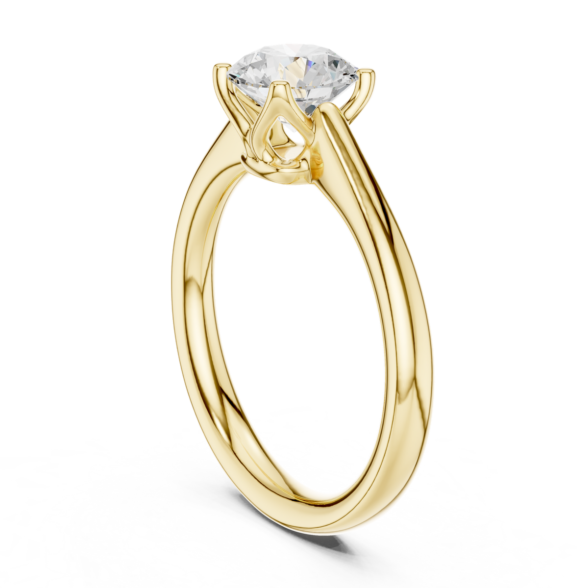 14K Solid Gold Lab Diamond Solitaire Ring, Yellow Gold, view 1