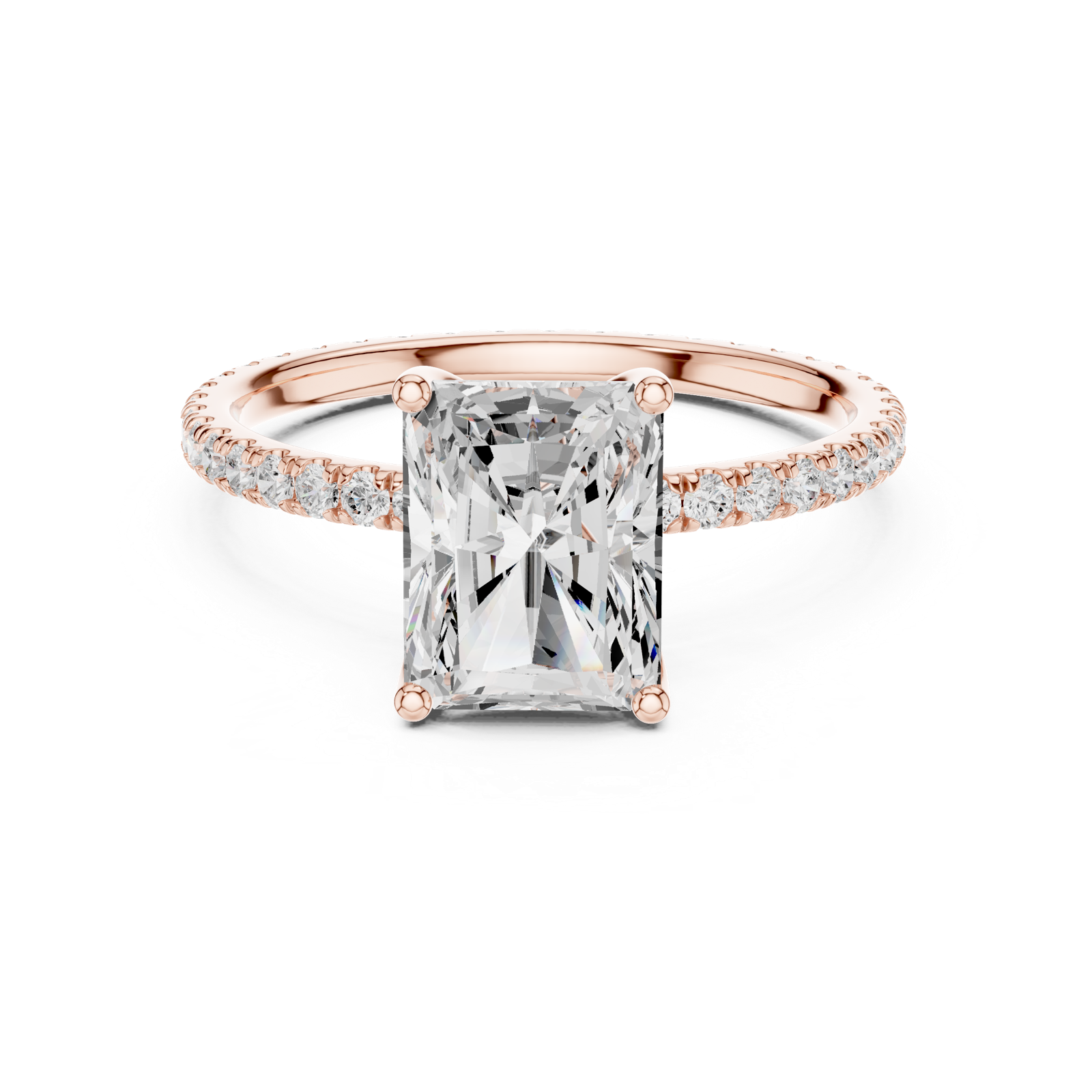 Gold Jewelry L36-16, Radiant center stone, Rose Gold, view 4