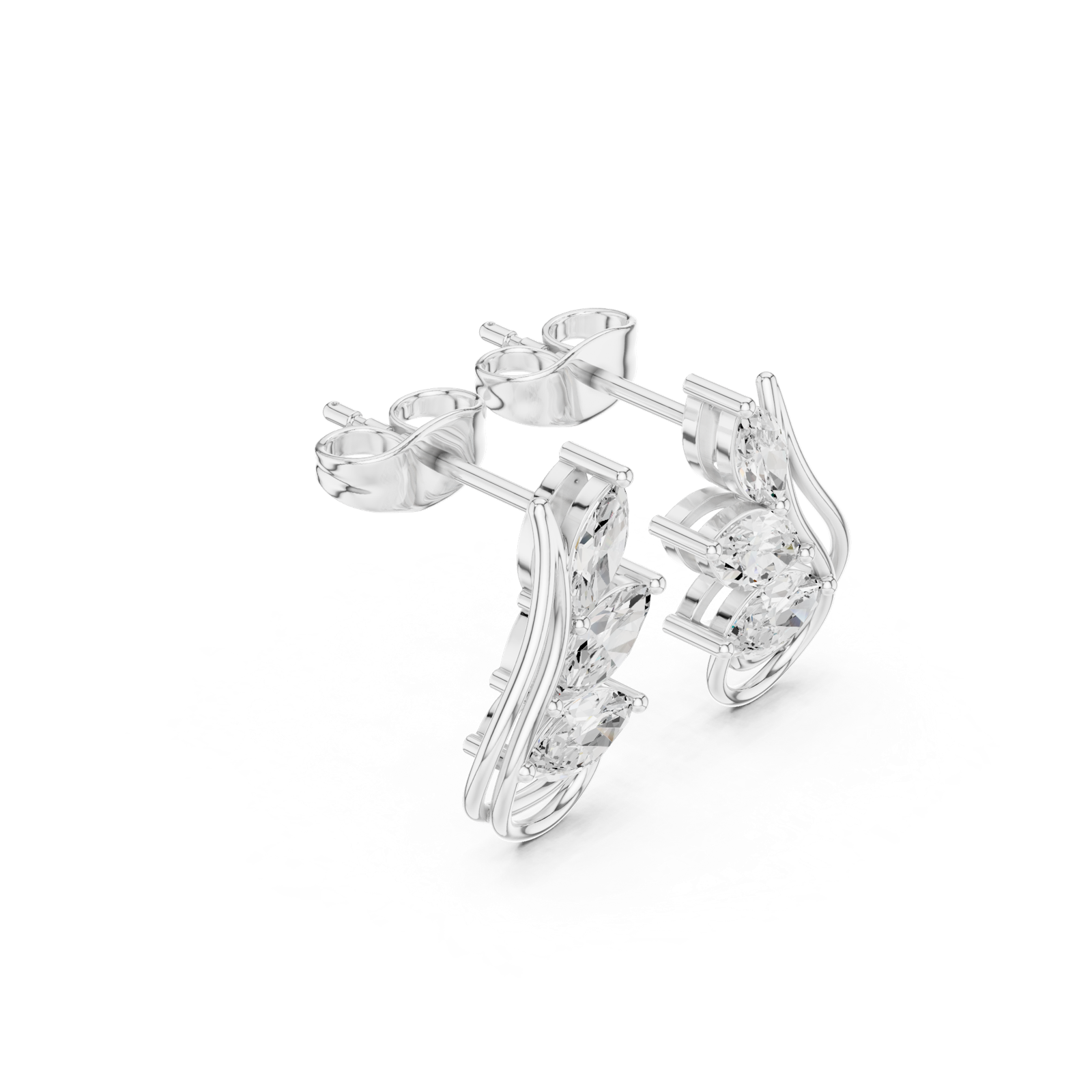 Gold Earrings Avber-97, White Gold, view 1