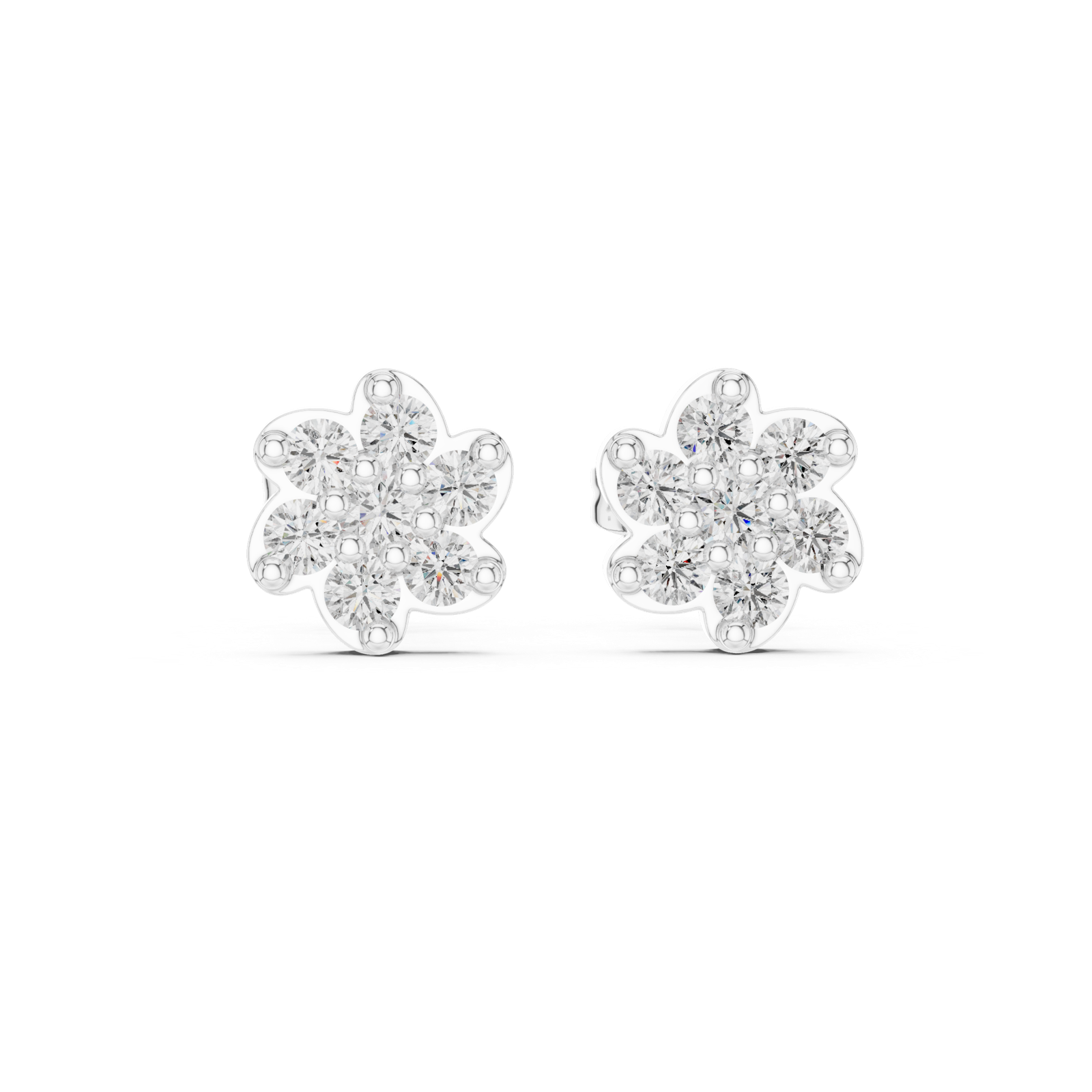 Gold Earrings 9-10034E, White Gold, view 4