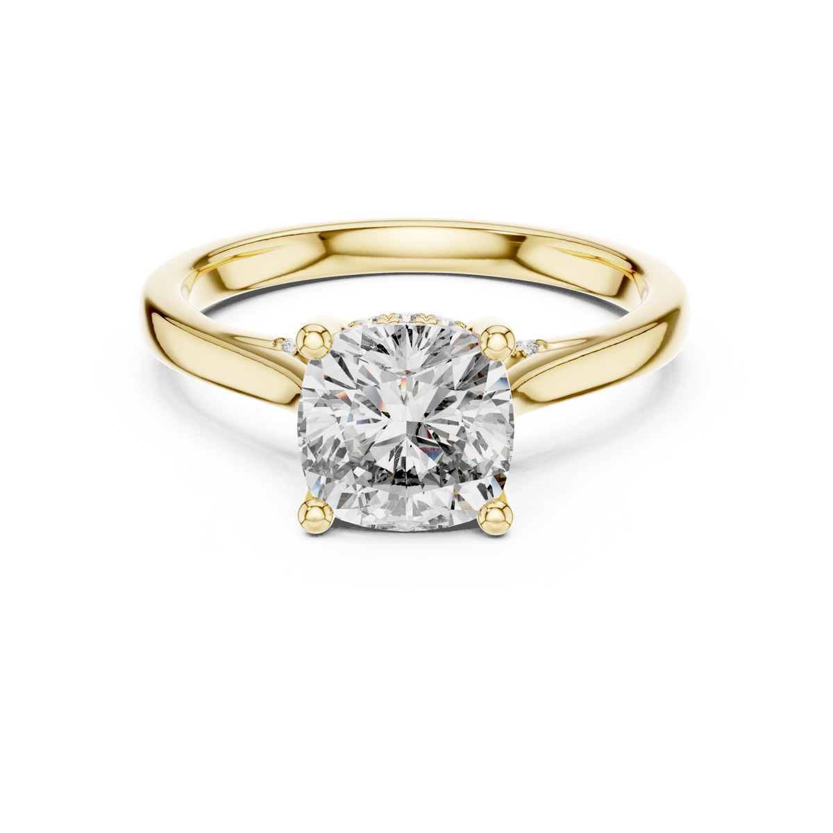 14K Solid Gold Lab Diamond Solitaire Ring, Yellow Gold