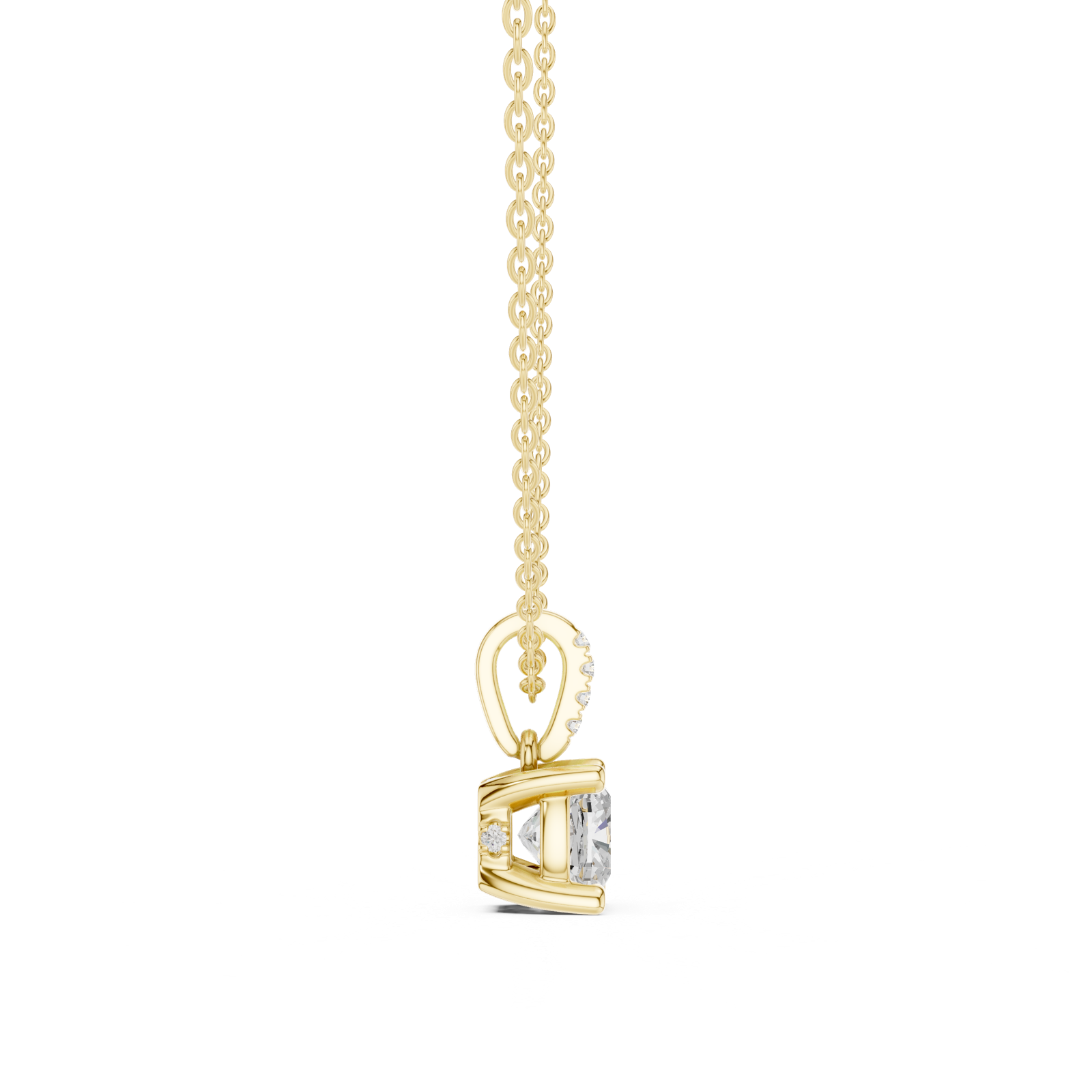 Gold Jewelry, Cushion center stone, Yellow Gold, view 3