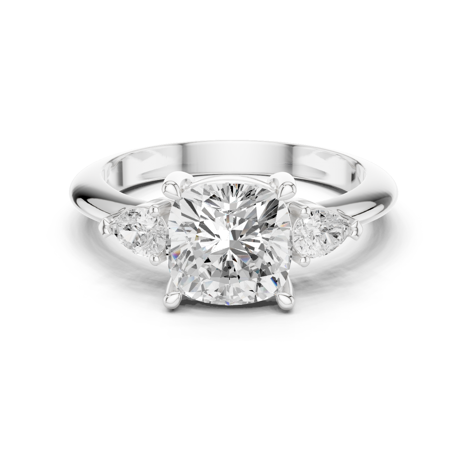 Gold Jewelry, Cushion center stone, White Gold