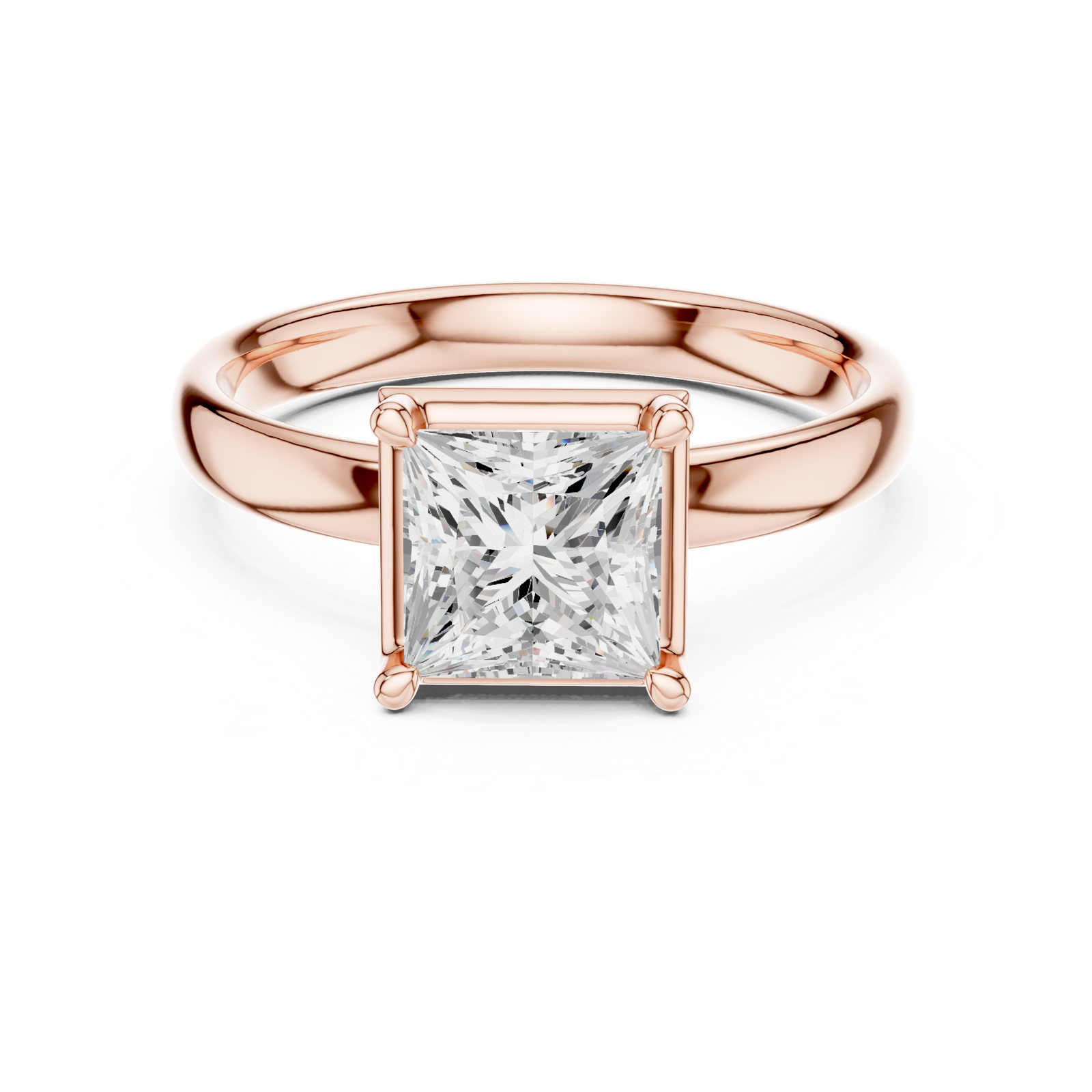Gold Jewelry L36-10, Princess center stone, Rose Gold, view 4