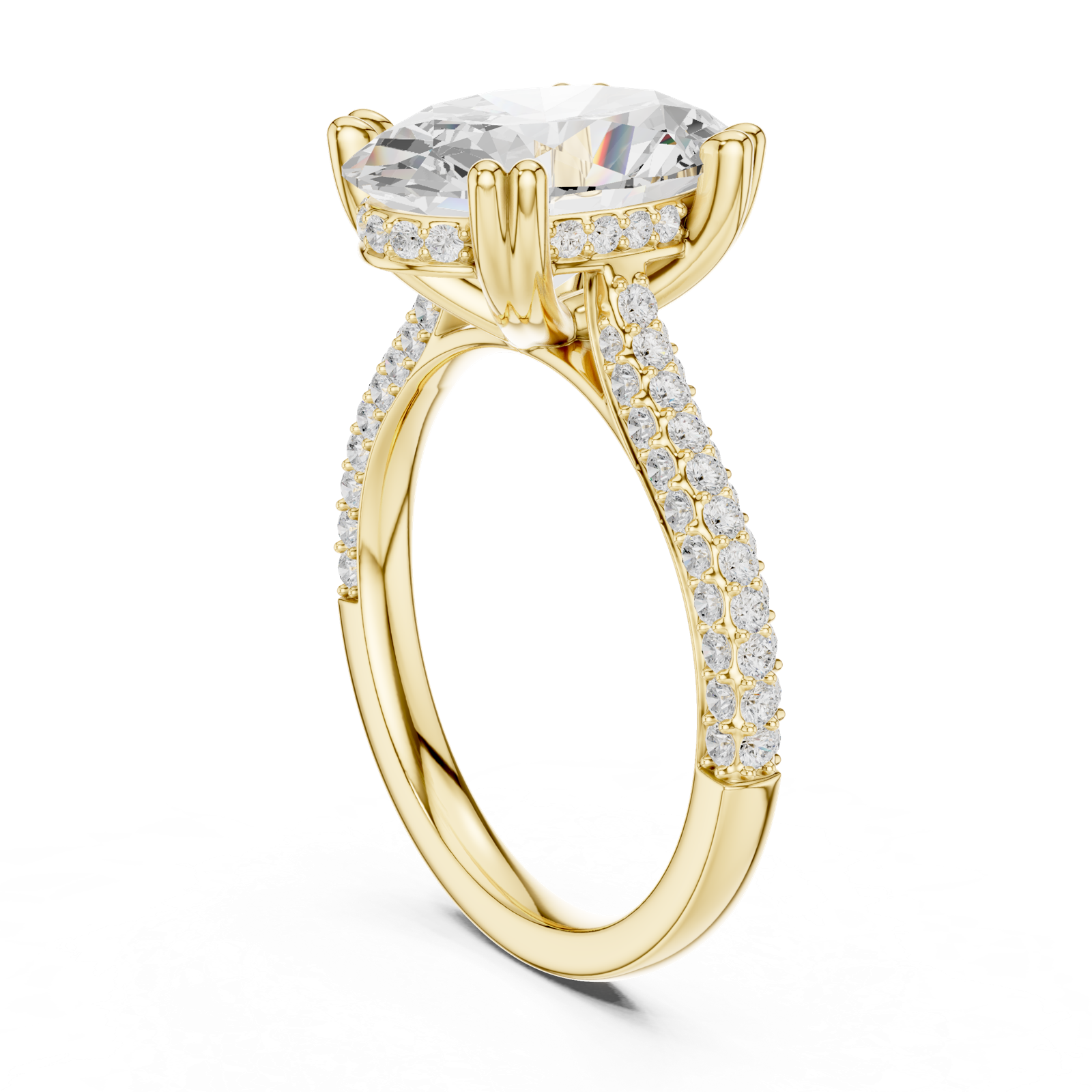 Gold Ring DDLR-260, Oval center stone, Yellow Gold, view 1