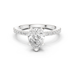 Gold Ring DDLR-040, Pear center stone, White Gold