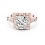 Gold Ring DDLR-342, Princess center stone, Rose Gold, view 4