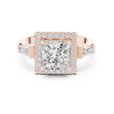 Gold Ring DDLR-342, Princess center stone, Rose Gold, view 4