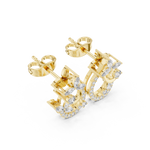 14K Solid Gold Lab Diamond Cluster Earrings, Yellow Gold, view 2