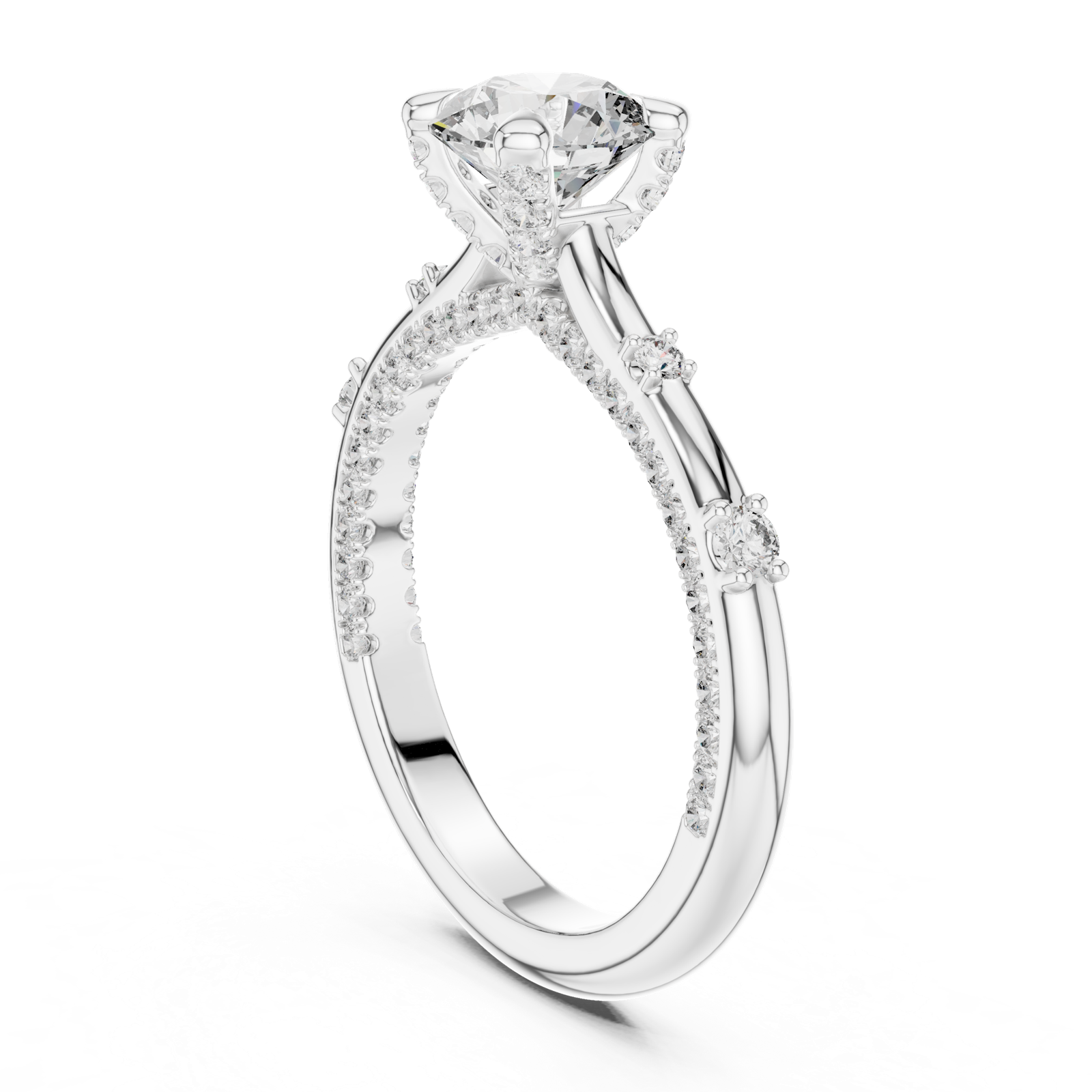 14K Solid Gold Lab Diamond Solitaire Ring, White Gold, view 1