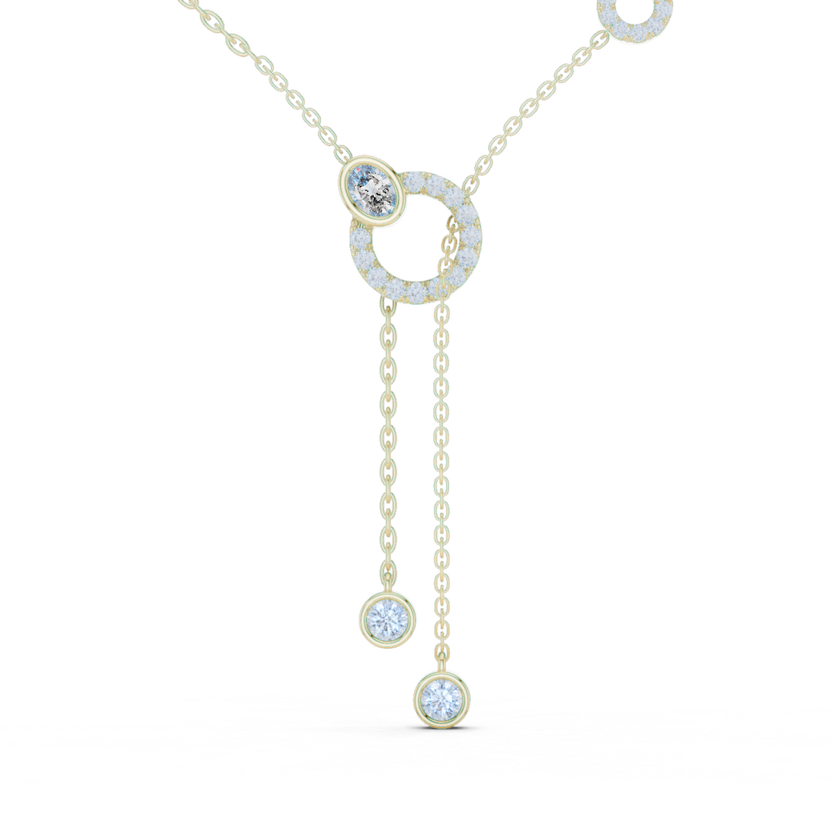 14K Solid Gold Lab Diamond Pendant Necklace, Yellow Gold