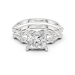Gold Ring DDLR-441, Princess center stone, White Gold