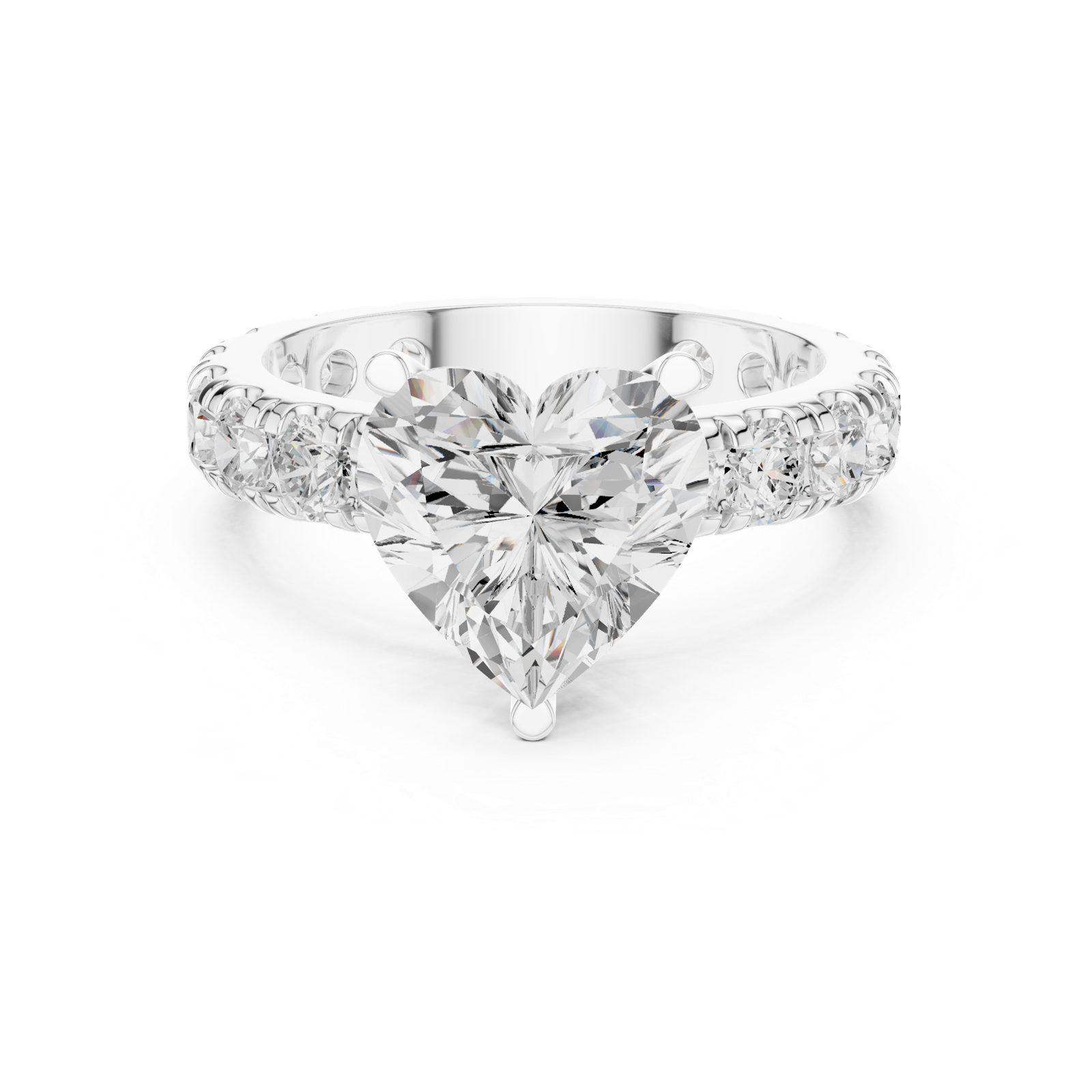 Gold Jewelry L35-63, Heart center stone, White Gold, view 4