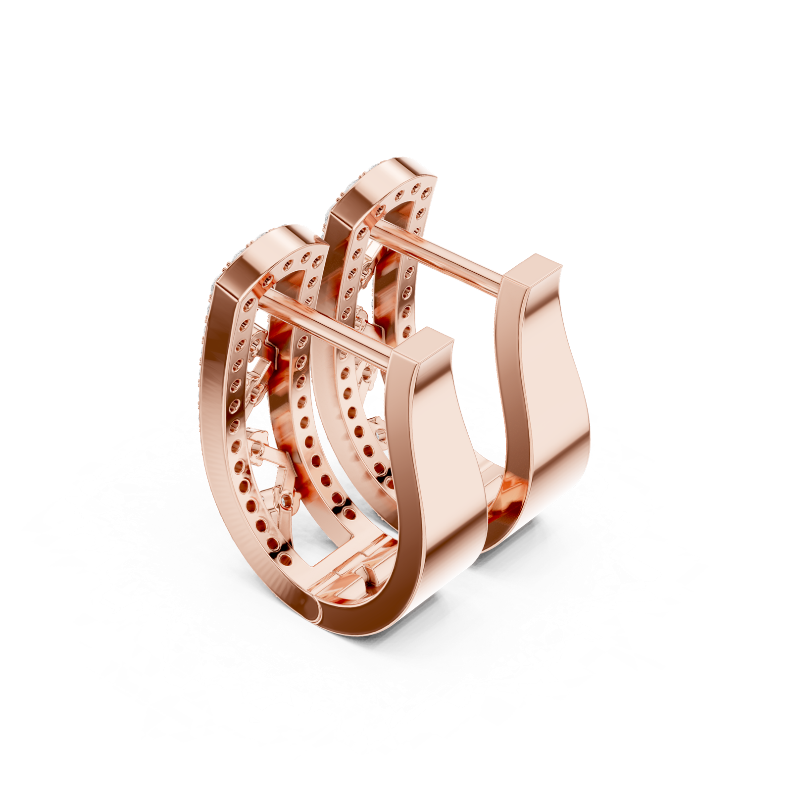 14K Solid Gold Lab Diamond Cluster Earrings, Rose Gold, view 2