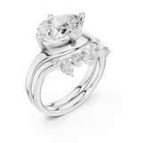 Gold Ring DDLR-444, Pear center stone, White Gold, view 2