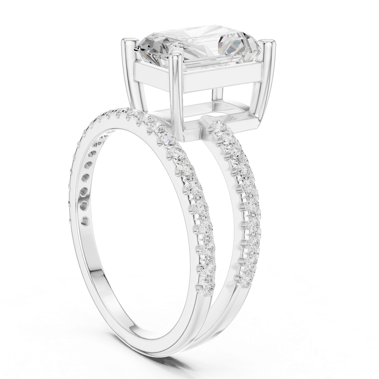 Gold Jewelry L35-39, Radiant center stone, White Gold, view 1