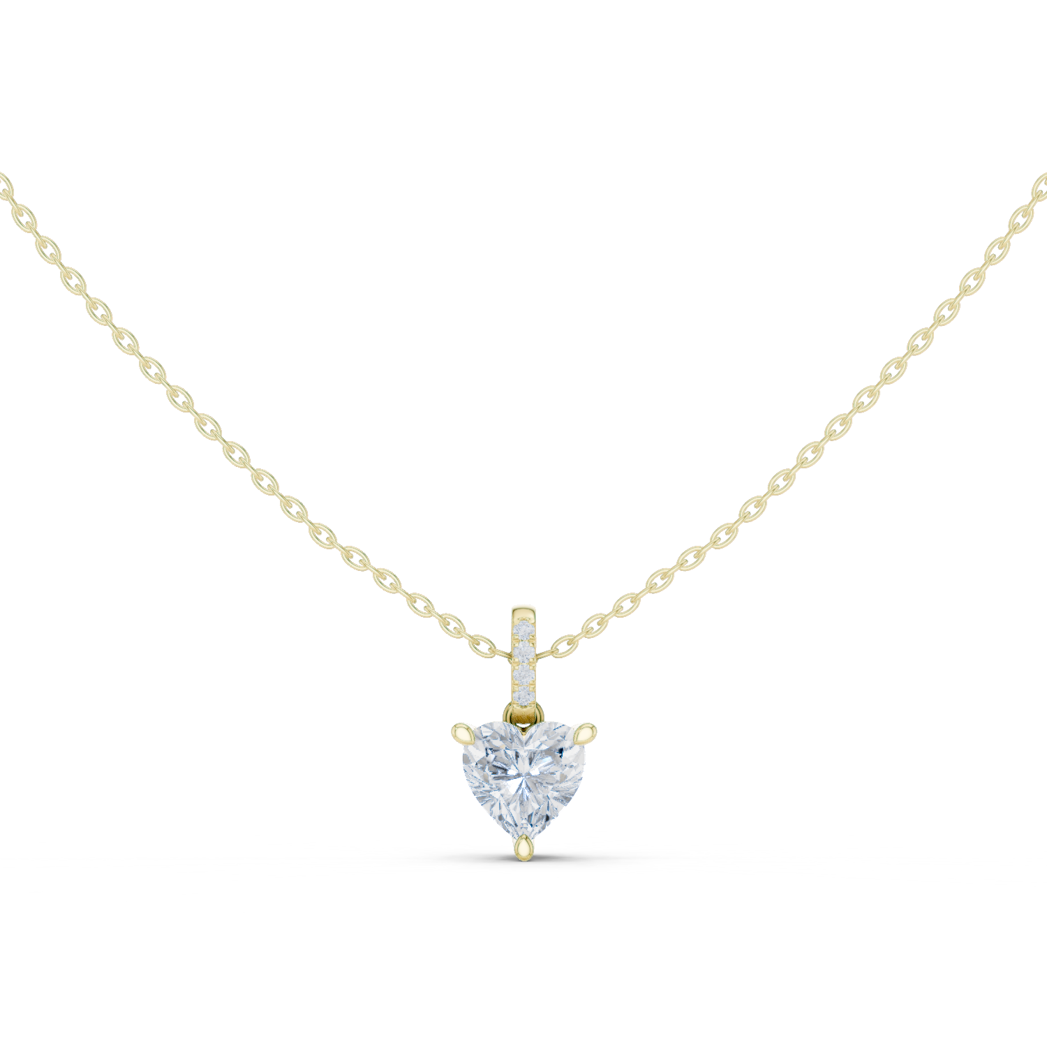 Gold Jewelry DDPO-009, Heart center stone, Yellow Gold