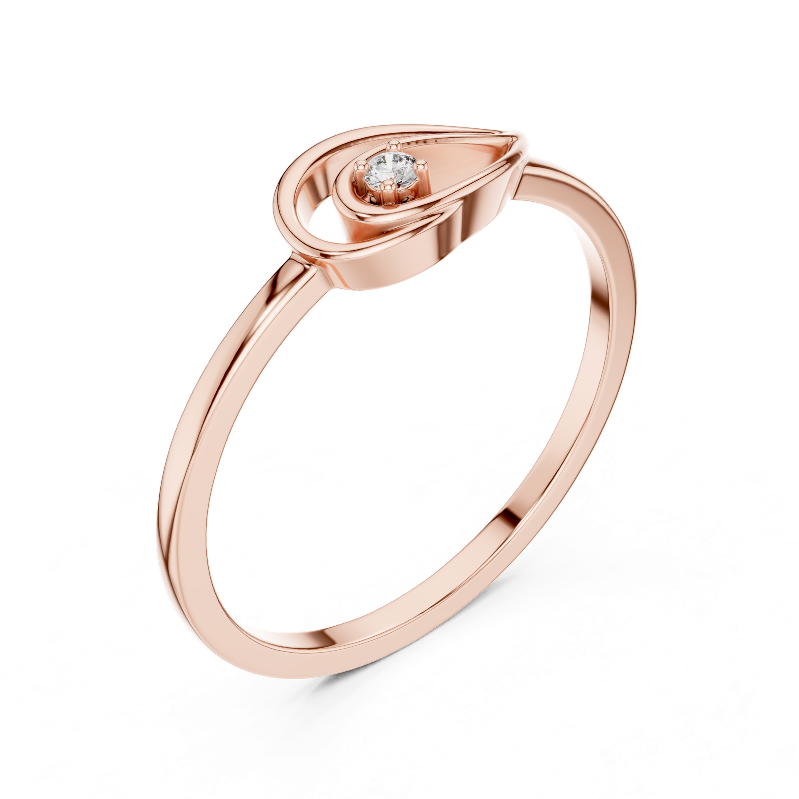 Gold Ring DR-6177, Rose Gold, view 2