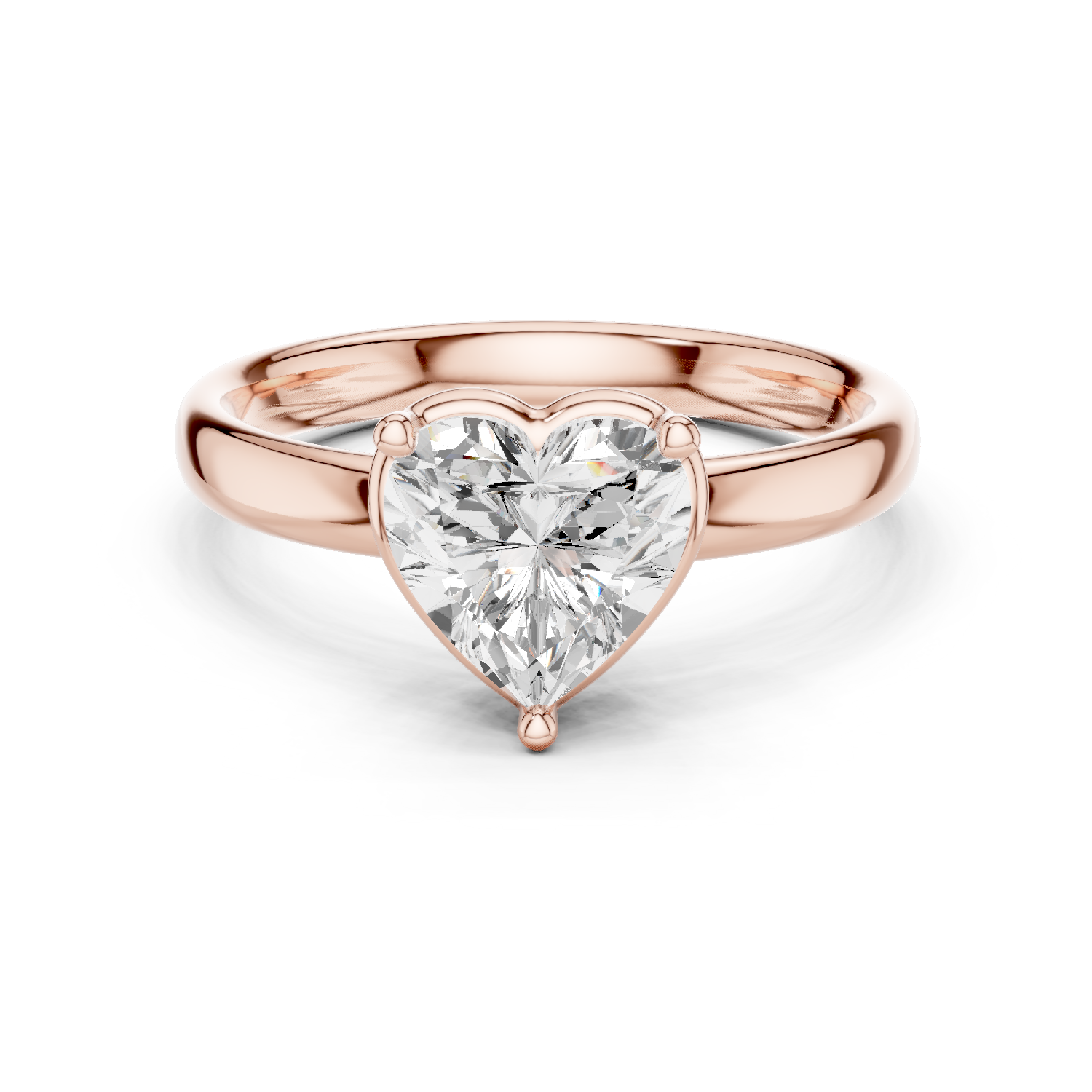 Gold Jewelry L36-10, Heart center stone, Rose Gold