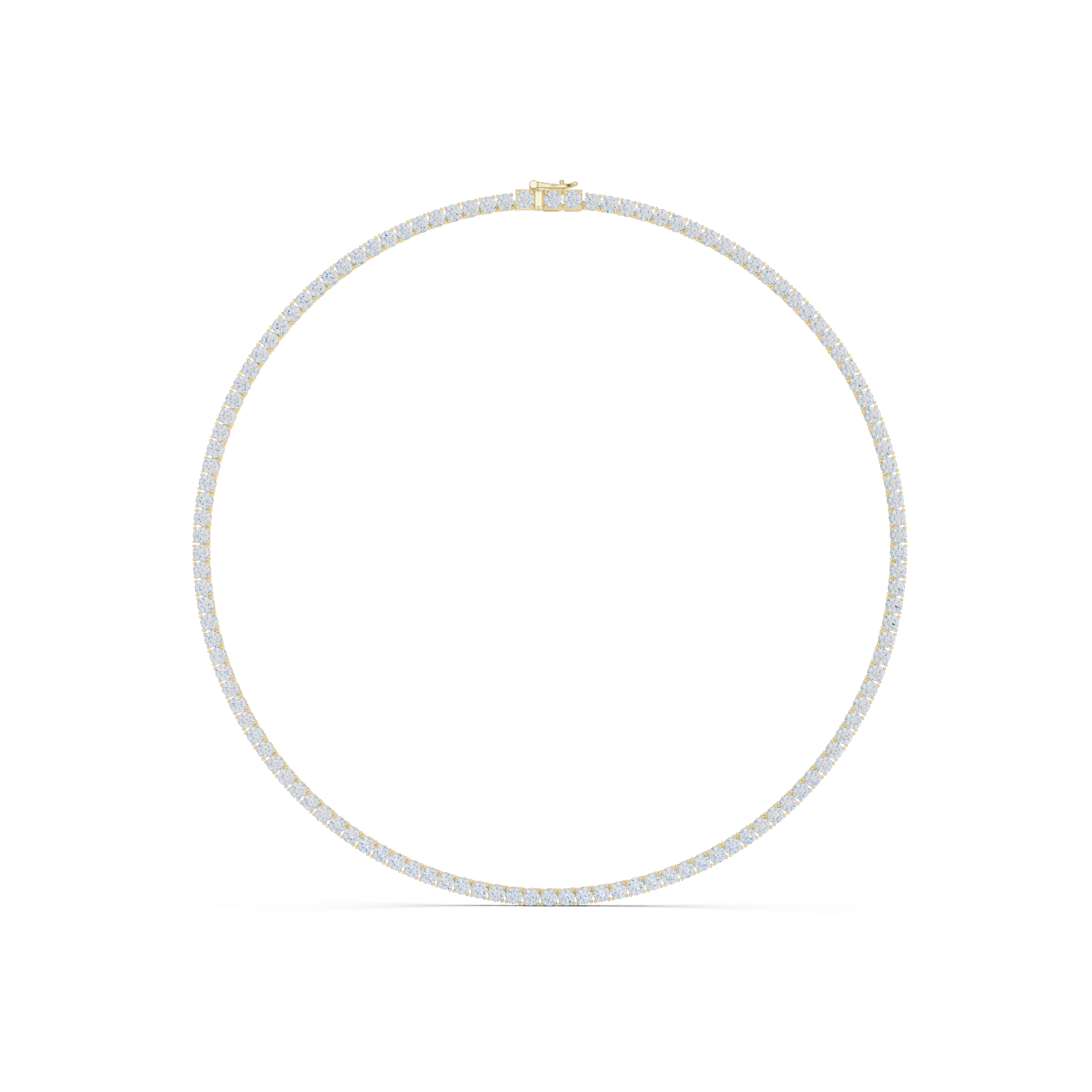 14K Solid Gold Lab Diamond Tennis Necklace, Yellow Gold