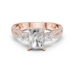 Gold Ring DDLR-281, Radiant center stone, Rose Gold