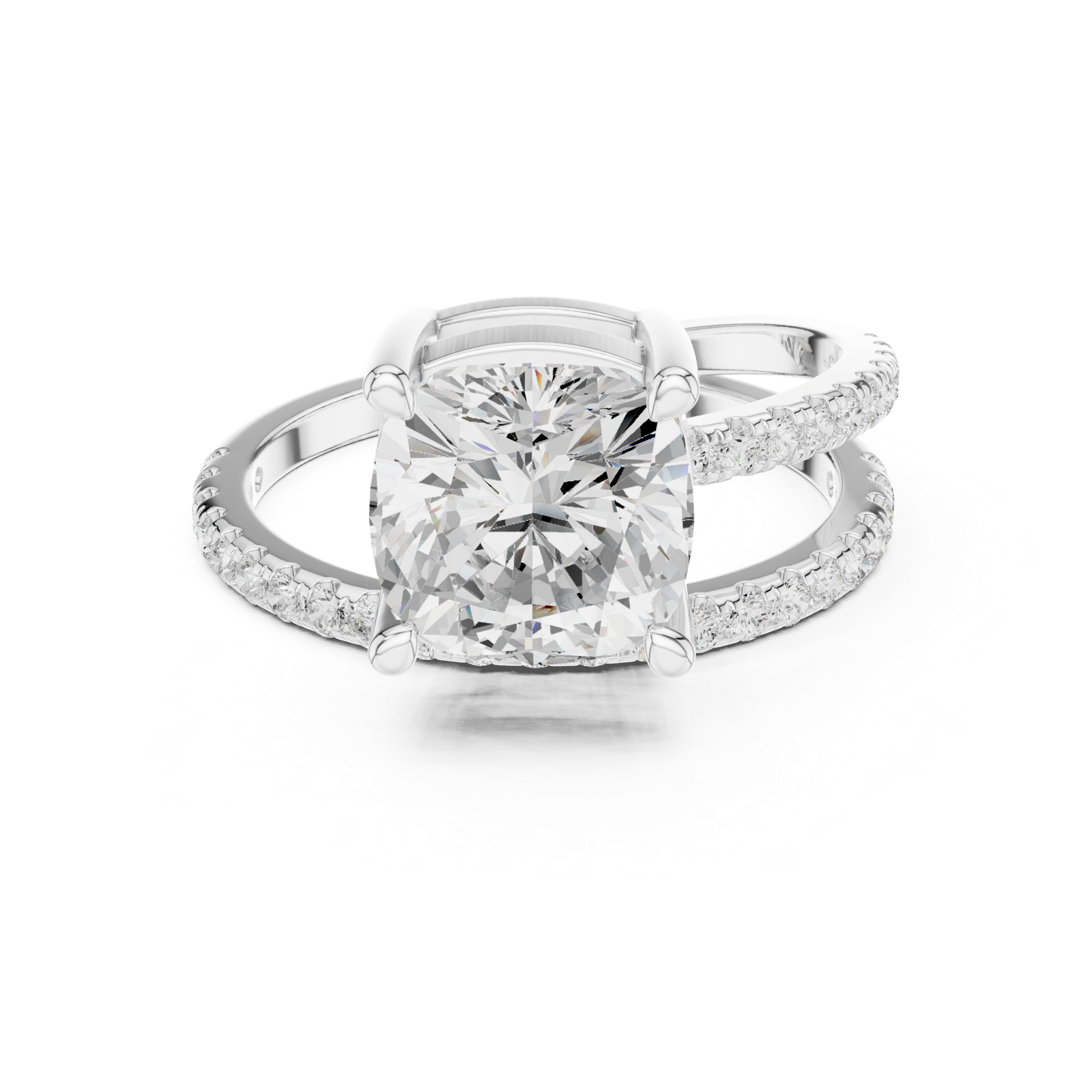 Gold Jewelry, Cushion center stone, White Gold, view 4