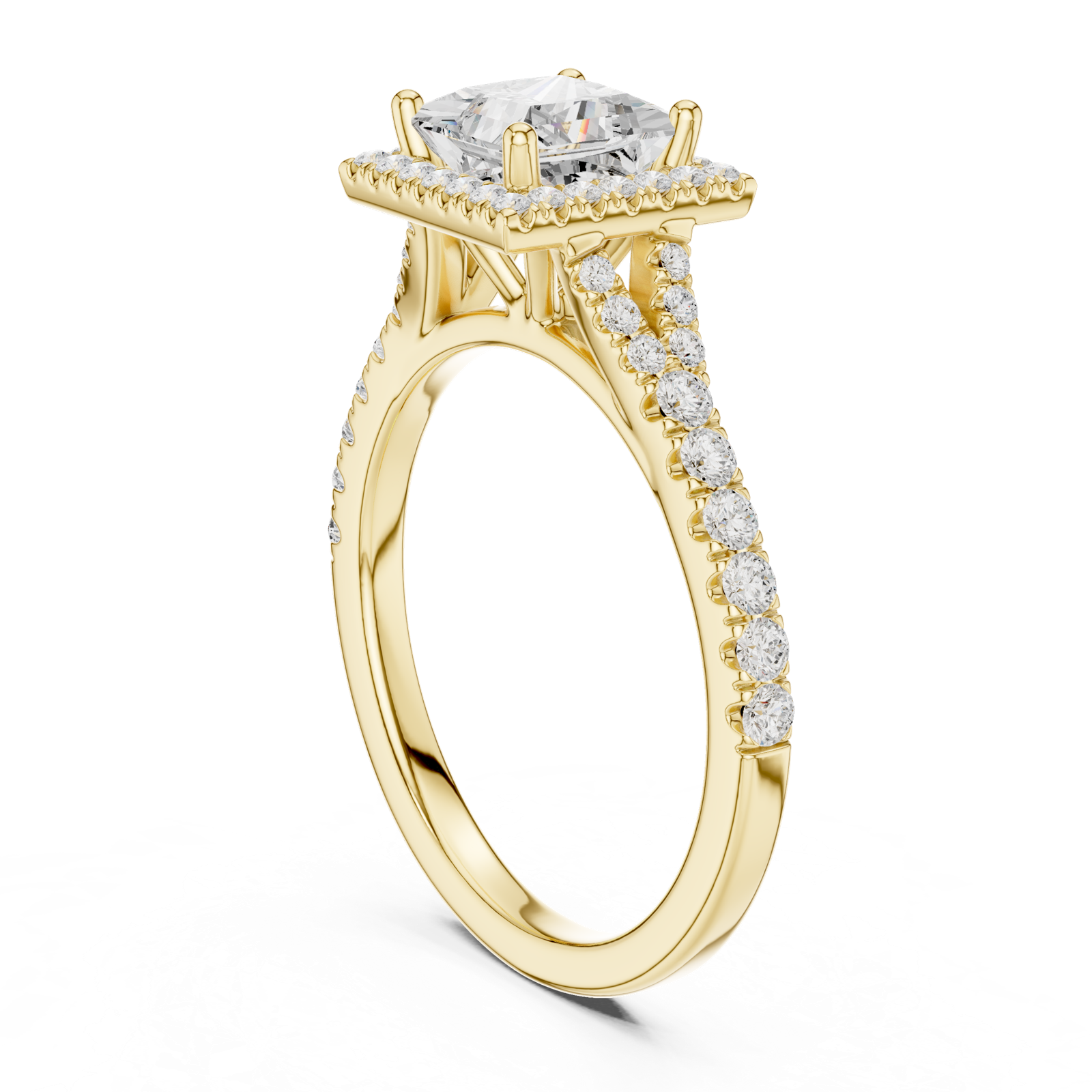 Gold Ring DDLR-043, Princess center stone, Yellow Gold, view 1
