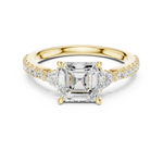 Gold Ring, Asscher center stone, Yellow Gold, view 4