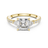 Gold Ring, Asscher center stone, Yellow Gold, view 4