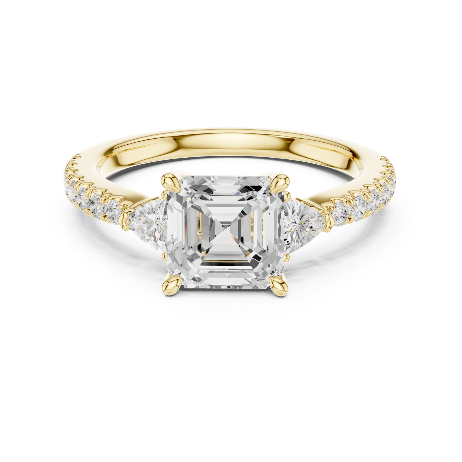 Gold Ring, Asscher center stone, Yellow Gold, view 4
