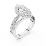 Gold Ring DDLR-350, Marquise center stone, White Gold, view 2