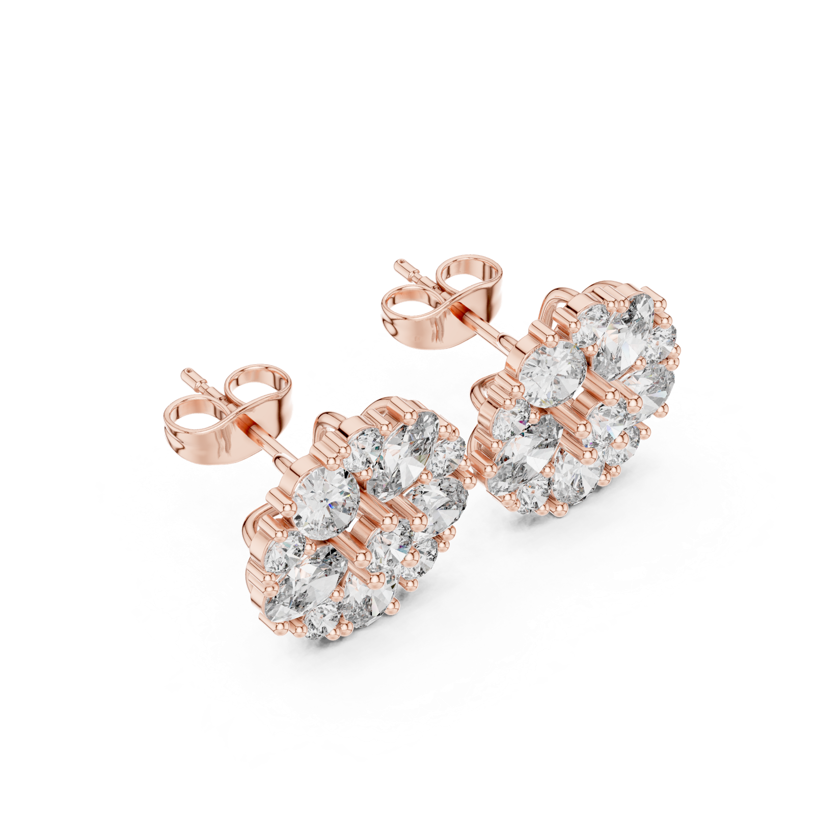 Gold Earrings AGDER-229, Rose Gold, view 2