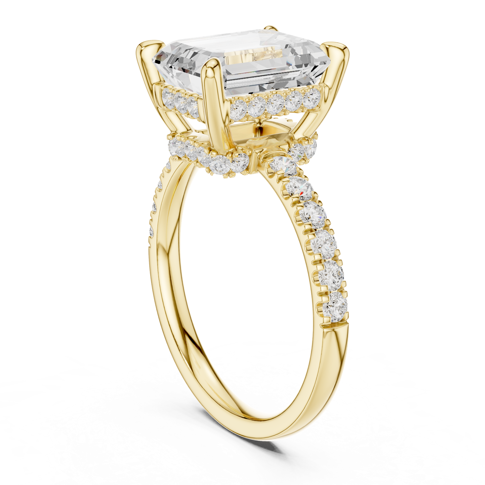 Gold Ring, Emerald center stone, Yellow Gold, view 1