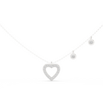 14K Solid Gold Lab Diamond Heart Pendant Necklace, White Gold