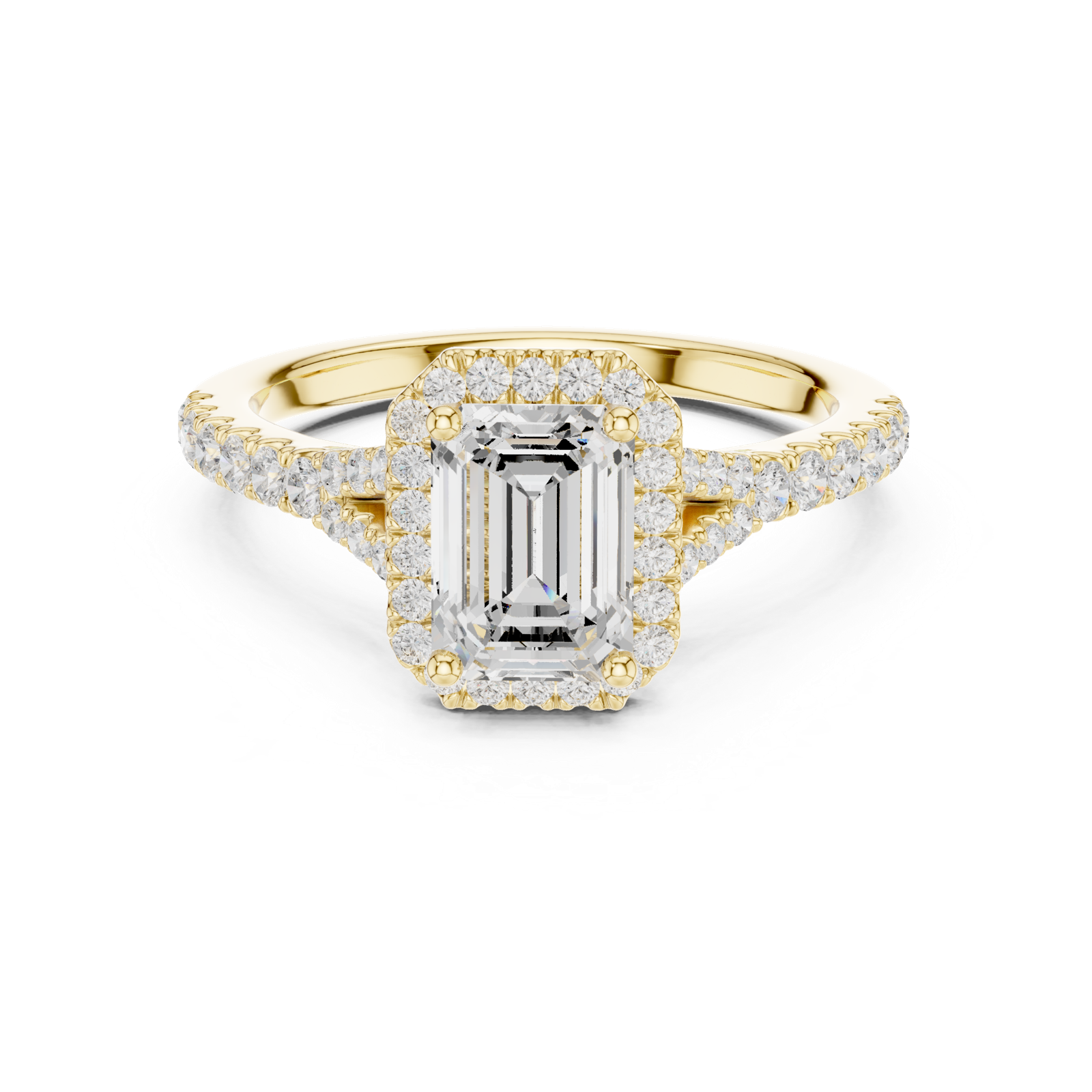 Gold Ring DDLR-043, Emerald center stone, Yellow Gold, view 4