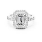 Gold Ring, Emerald center stone, White Gold, view 4