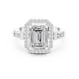 Gold Ring, Emerald center stone, White Gold, view 4