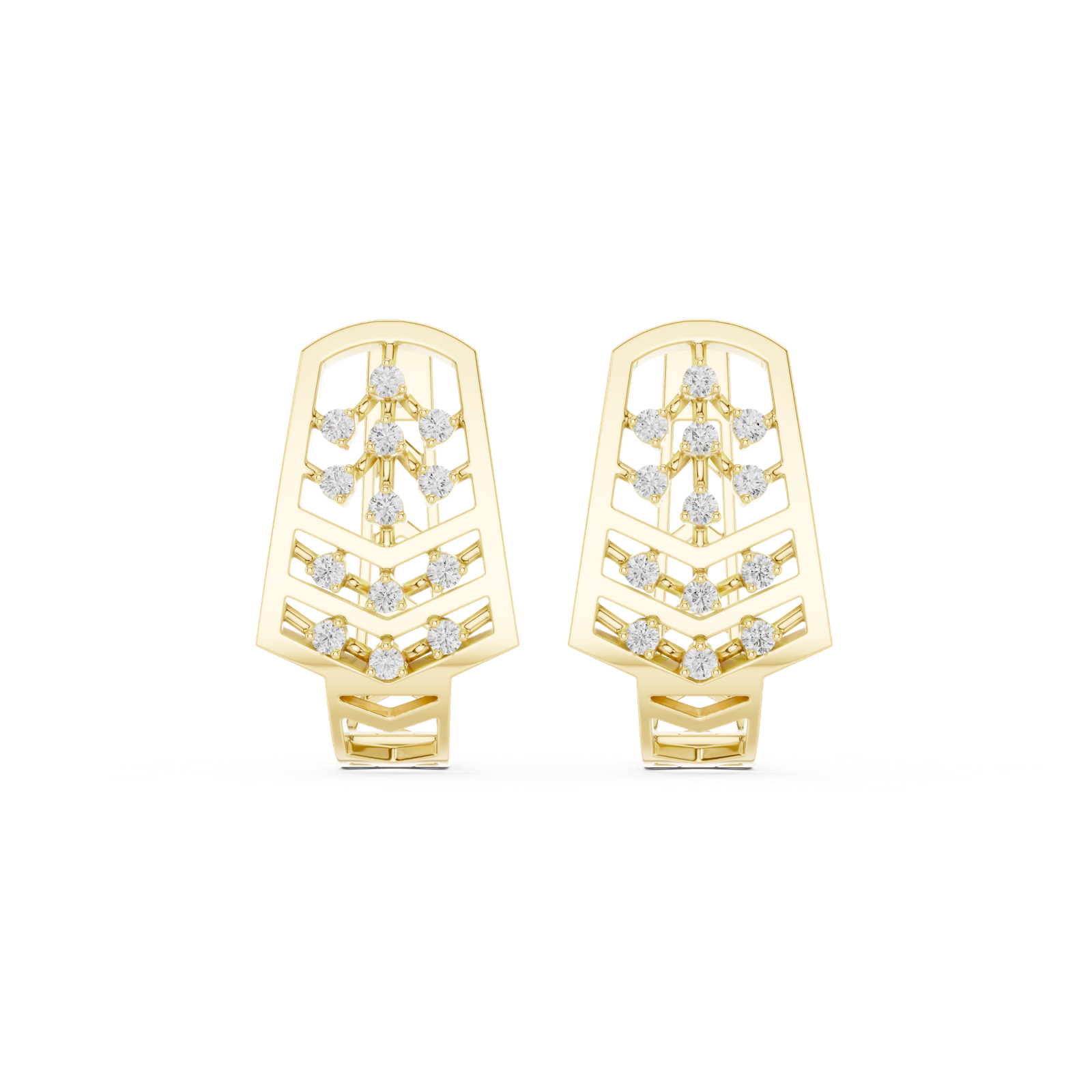 14K Solid Gold Lab Diamond Cluster Earrings, Yellow Gold