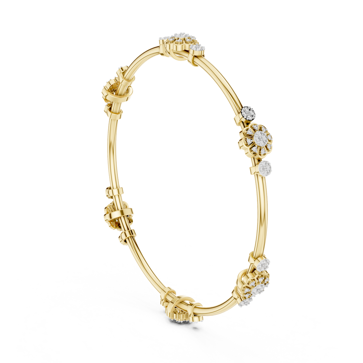 14K Solid Gold Lab Diamond Bracelet, Yellow Gold, view 1