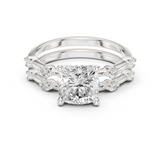 Gold Ring DDLR-441, Cushion center stone, White Gold