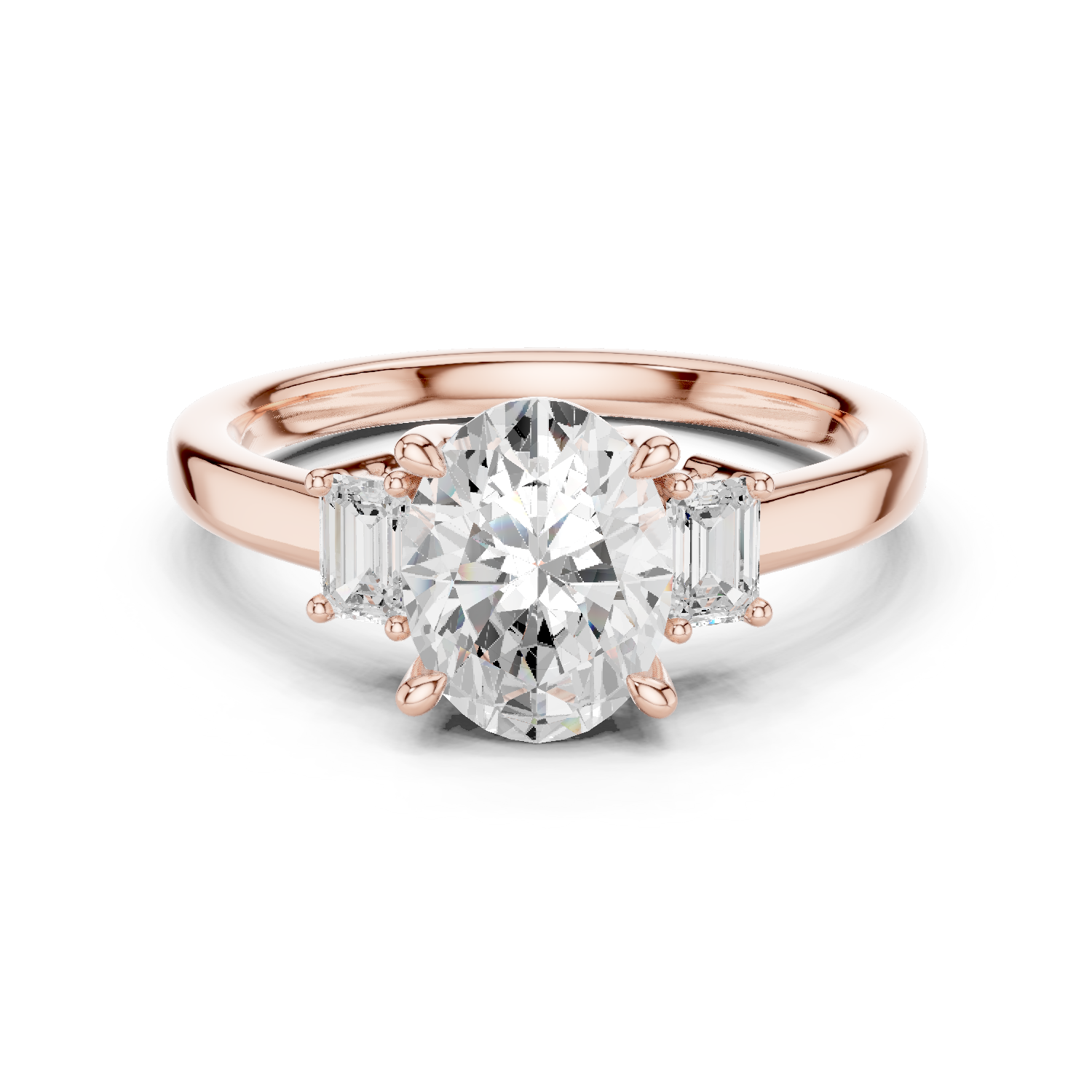Gold Ring DDLR-038, Oval center stone, Rose Gold