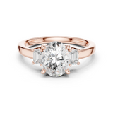 Gold Ring DDLR-038, Oval center stone, Rose Gold