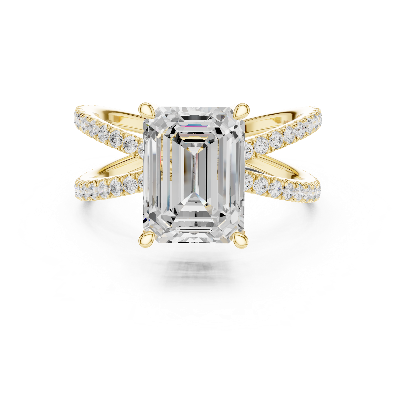 Gold Jewelry, Emerald center stone, Yellow Gold, view 4