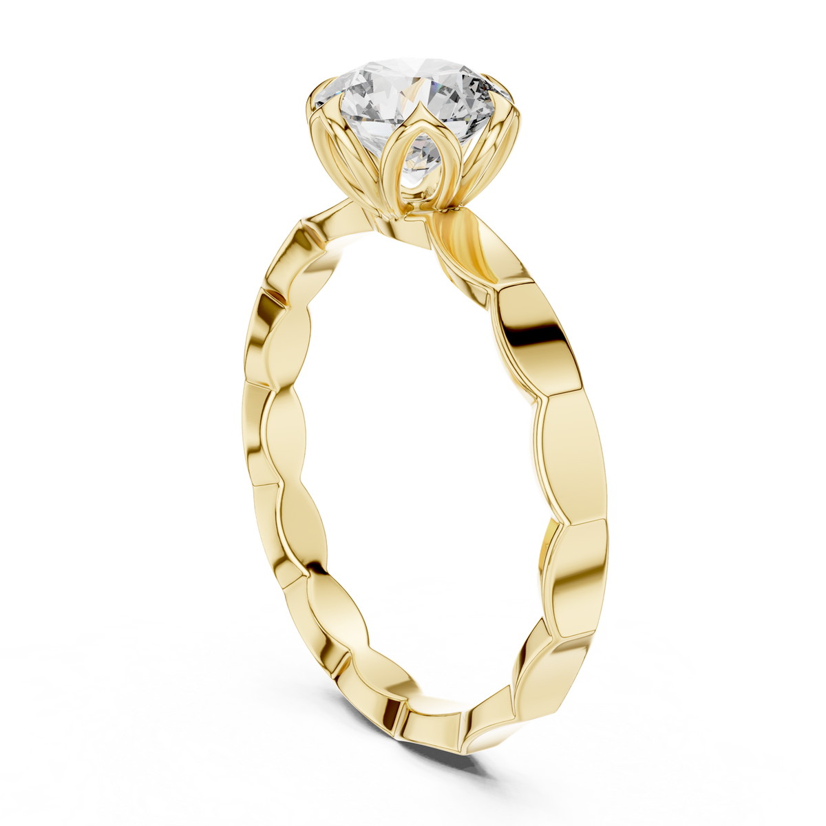 14K Solid Gold Lab Diamond Solitaire Ring, Yellow Gold, view 1