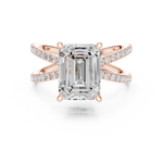 Gold Jewelry, Emerald center stone, Rose Gold, view 4