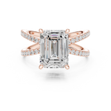 Gold Jewelry, Emerald center stone, Rose Gold, view 4
