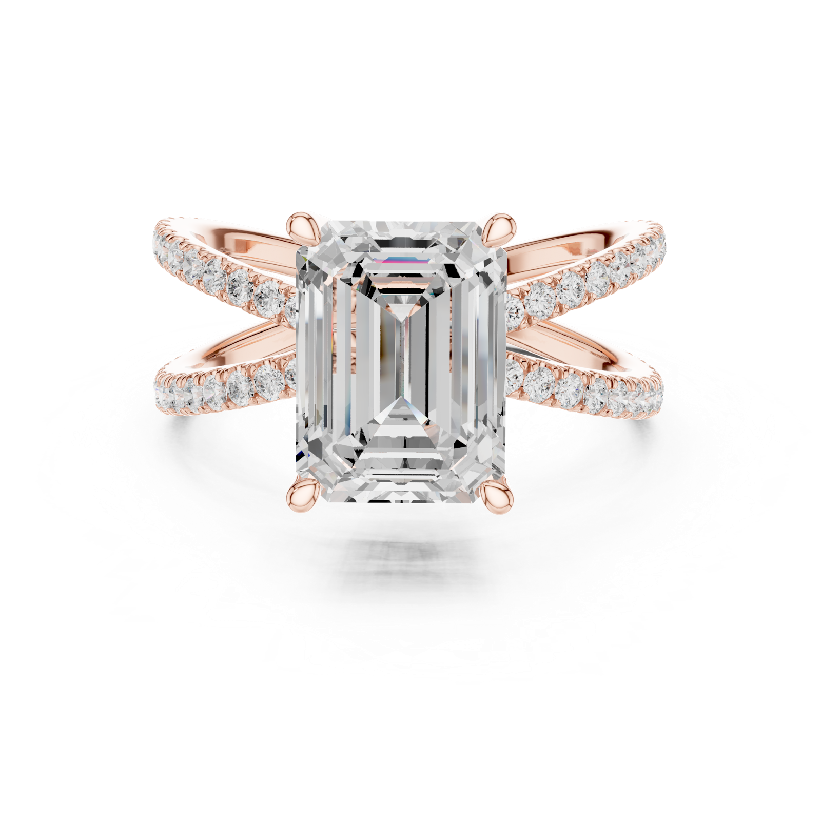 Gold Jewelry, Emerald center stone, Rose Gold, view 4