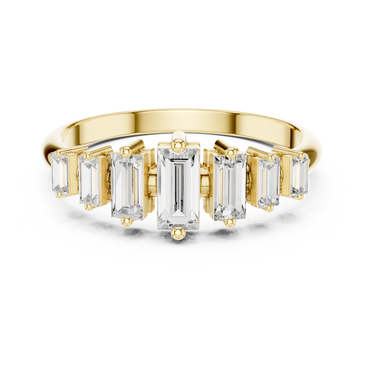 14K Solid Gold Lab Diamond Band Ring, Yellow Gold
