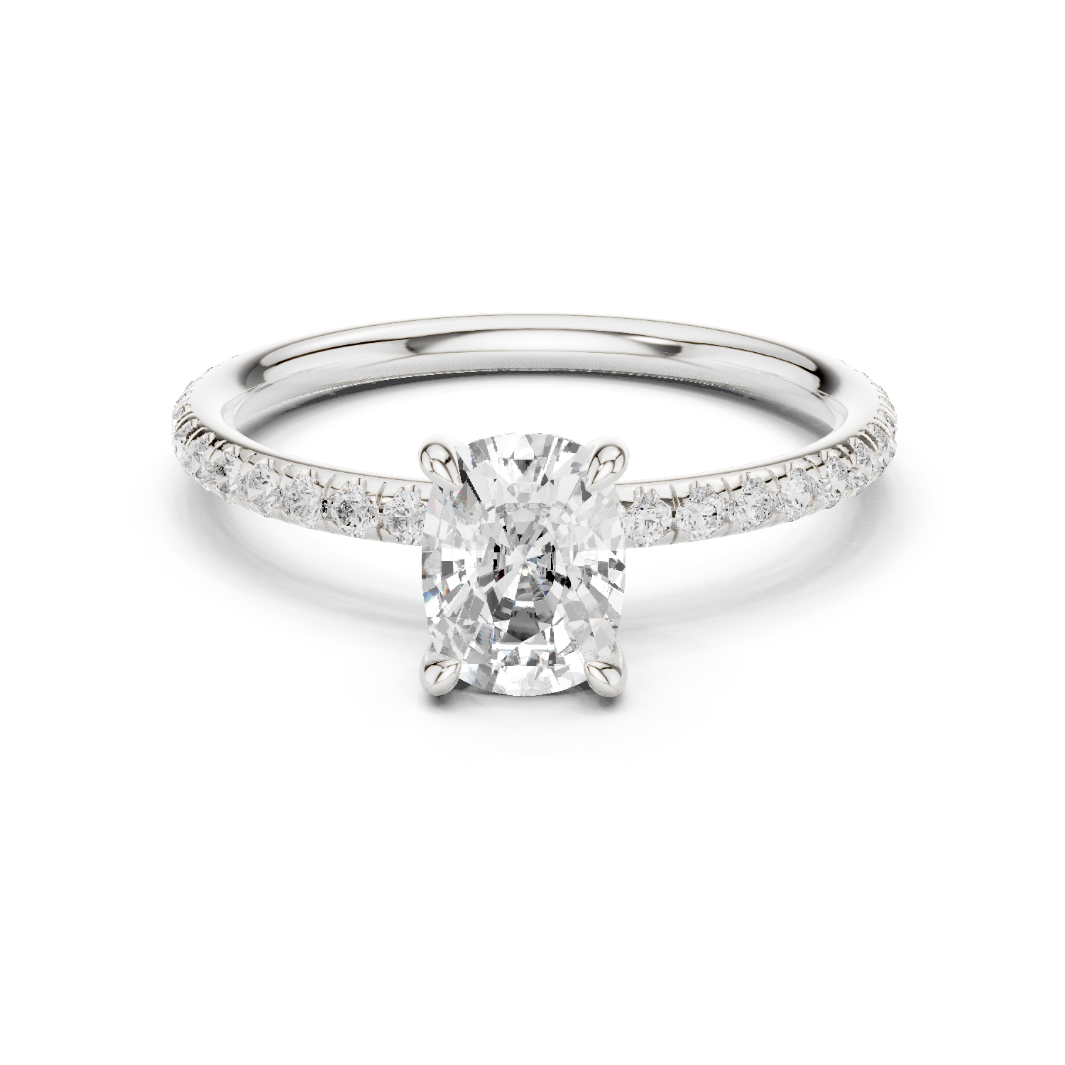 Gold Jewelry, Cushion center stone, White Gold