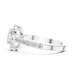 14K Solid Gold Lab Diamond Halo Ring, White Gold, view 3